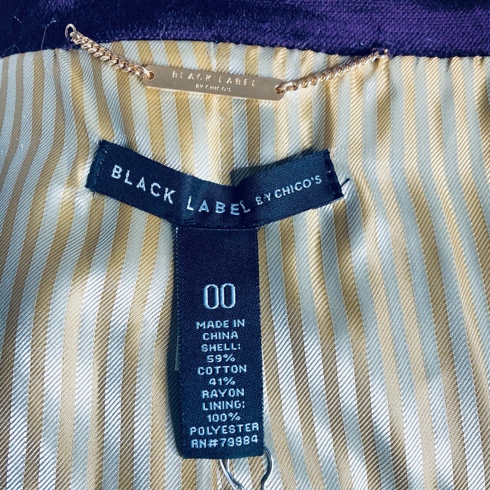Black Label by Chico's Jacket Blazer NWT Velvet - Picture 7 of 7